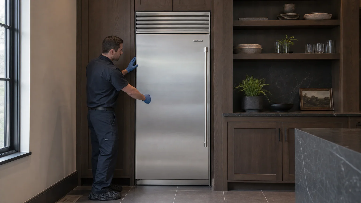 Built-in refrigerator diagnostic visit in the service area